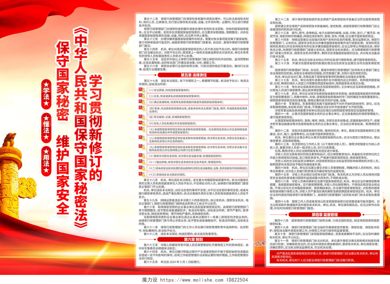 学习贯彻新修订的中华人民共和国保守国家秘密法党建宣传折页